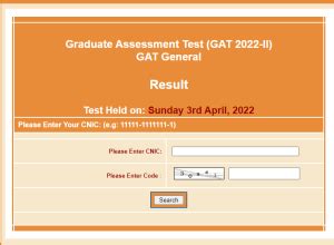 NTS Graduate Assessment Test GAT II General Result 2022