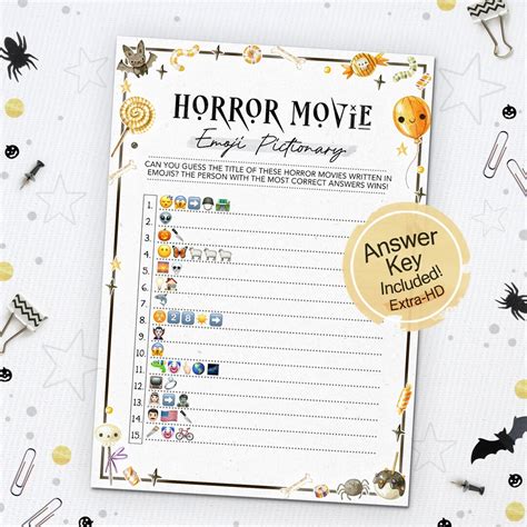 Horror Movie Emoji Pictionary Game Halloween Emoji Game Printable ...