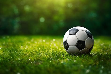 Premium Photo Soccer Ball On Green Grass Field With Bokeh Background