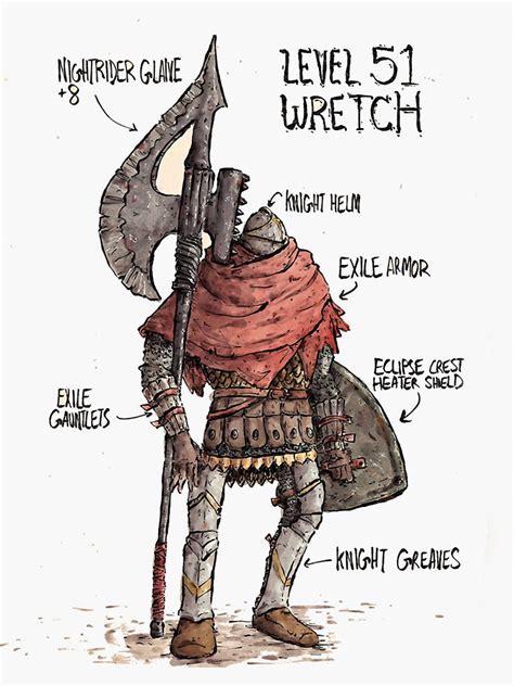 Elden Ring Level 51 Wretch Sticker Sticker For Sale By Lemed36tea