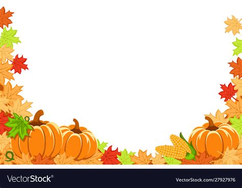 Autumn leaves pumpkins and corn on a white Vector Image