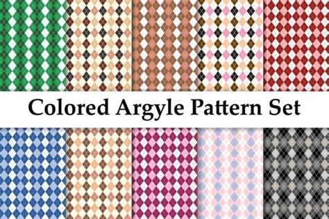 Colored Seamless Argyle Pattern Set Graphic By CutePik Creative Fabrica