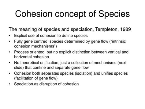 Ppt Review Of The Cohesion Concept Of Species Powerpoint Presentation