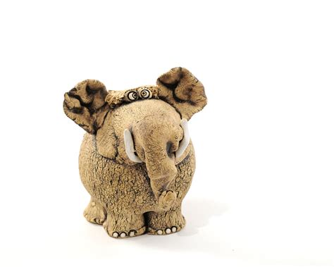 Ceramic Elephant Figurine Elephant Sculpture Decor Pottery Etsy