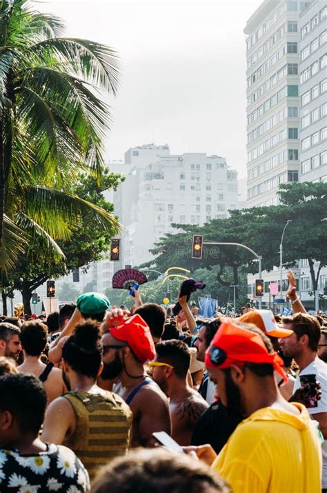 Revelers Enjoy a Carnival Street Party Bloco in Copacabana, Rio De Janeiro, Brazil Editorial ...