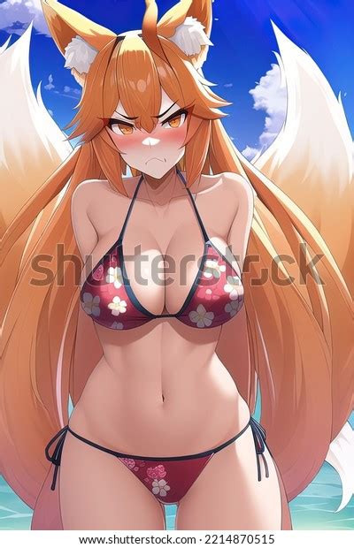 Anime Bikini Fox Girl Beach Stock Illustration Shutterstock