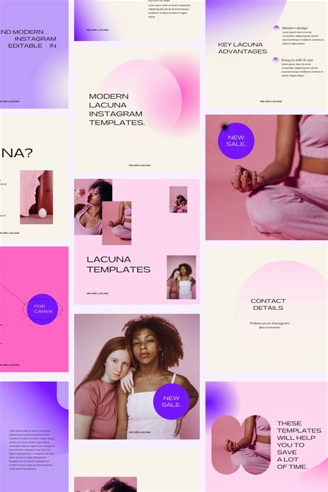 Gradient Instagram Templates Pack Social Media Design Graphics