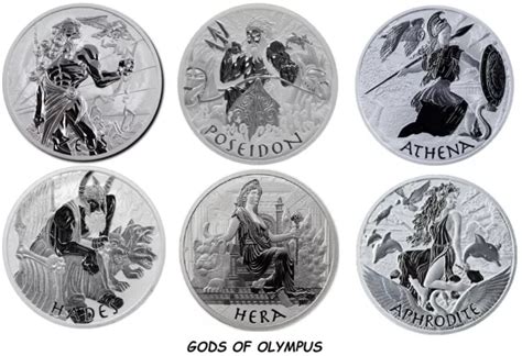 GODS OF OLYMPUS 1oz Silver Coins Tuvalu Perth Mint Zeus Poseidon