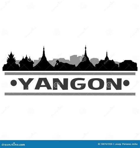 Yangon City Icon Vector Art Design Skyline Stock Vector - Illustration ...