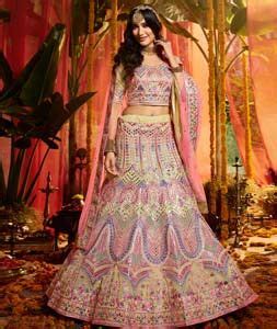 Cream Organza Circular Lehenga Choli 211785 Bridal Lehenga Choli