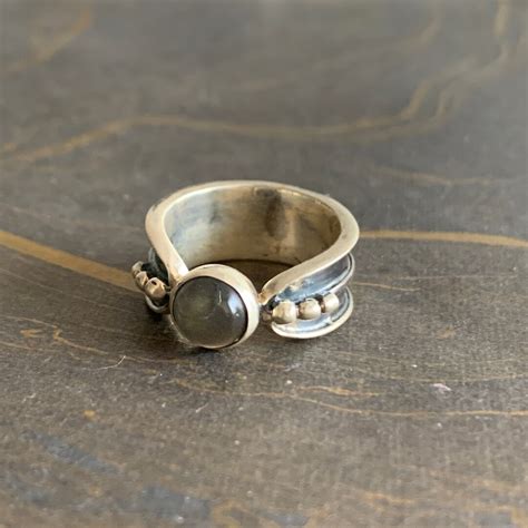 Labradorite Round Stone Handmade Ring Rings For Women Etsy India