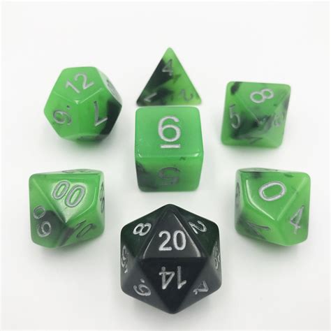 Radiant Grove - Glow in the Dark - Green Acrylic DND Dice Set by D20 ...