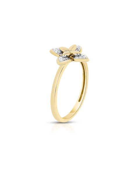 Bijuterii Inel Vida Golden Touch Din Aur 18 Kt Floare Cu Diamante