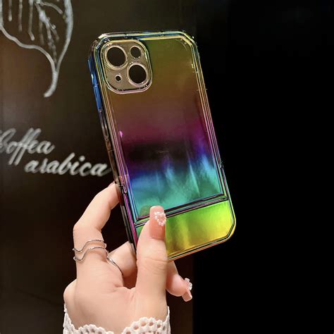 Glossy Gradient Purple Rainbow Lnvisible Support Colorful Clear Mirror