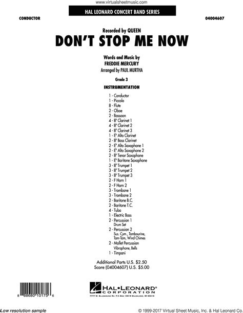 Queen Don T Stop Me Now Sheet Music Complete Collection For Concert Band