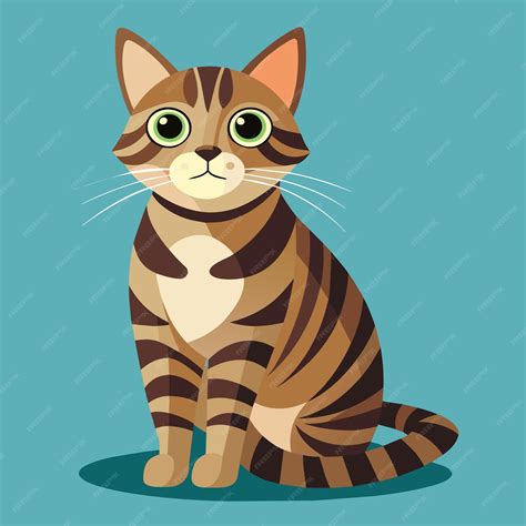 Premium Vector | Striped tabby cat with a content expression sitting on