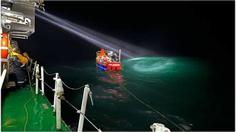 Gujarat Indian Coast Guard Ship Rescues Five Fishermen From Boat