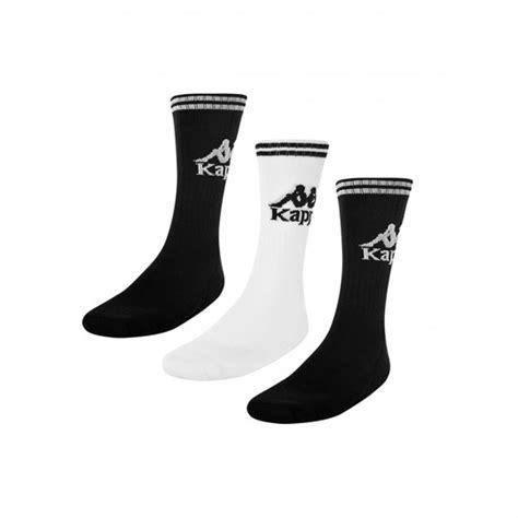 Calcetines Kappa Authentic Aster 3 Pares Blanco Negro Fútbol Emotion