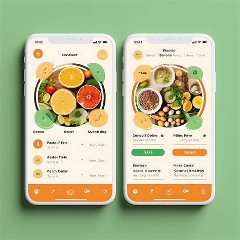 Premium AI Image Mobile App Layout Design Of Nutrition And Recipe App