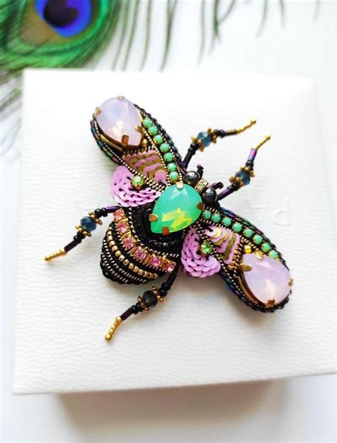 Beaded Bee Brooch Beaded Bug Brooch Beetle Brooch Beaded Etsy Bee