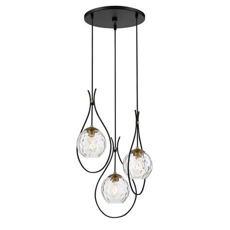 Minka Lavery Cody 3 Light Black And Soft Brass Pan Pendant Light With