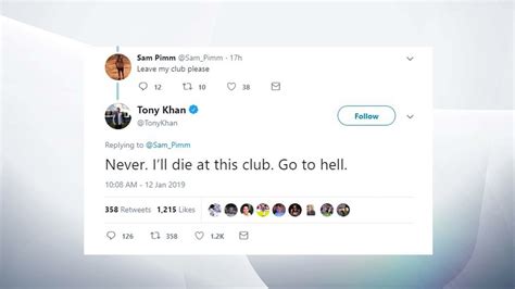 Fulham FC vice-chairman Tony Khan tells fan to 'go to hell' after ...