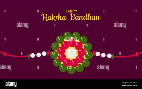 Happy Raksha Bandhan Indian Festival Rakhi Banner Rakha On Dark Purple