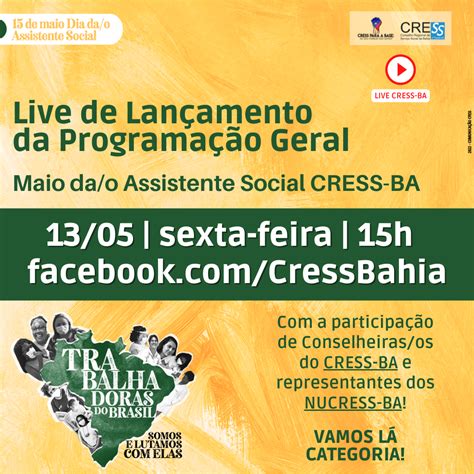 Vai Ter Live Sobre A Programação Geral Maio Da O Assistente Social