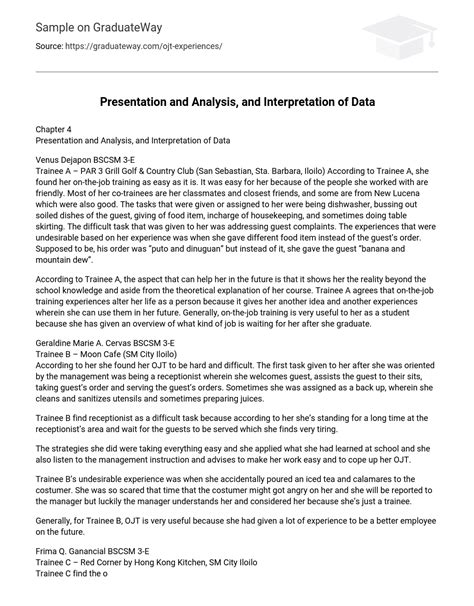 ⇉internship Presentation And Analysis And Interpretation Of Data