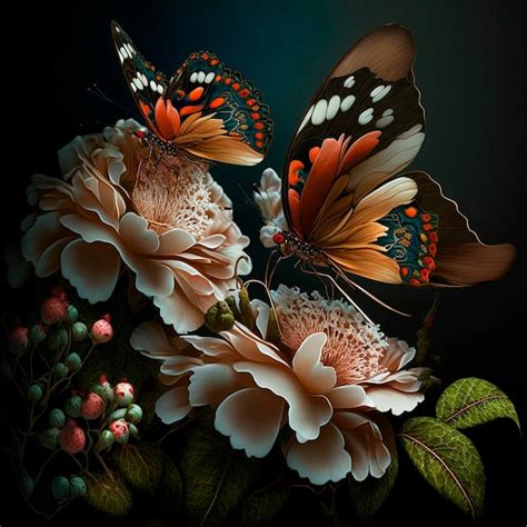 Premium Photo Beautiful Flowers Butterfly Generative Ai