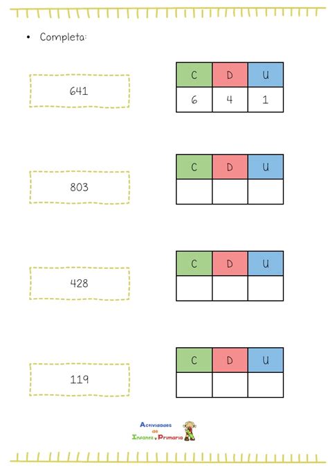 Ejercicio De Descomposición Numérica Hasta Las Centenas