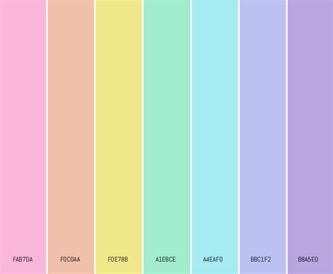 Sweet Pastel Rainbow Pastel Color Palettes