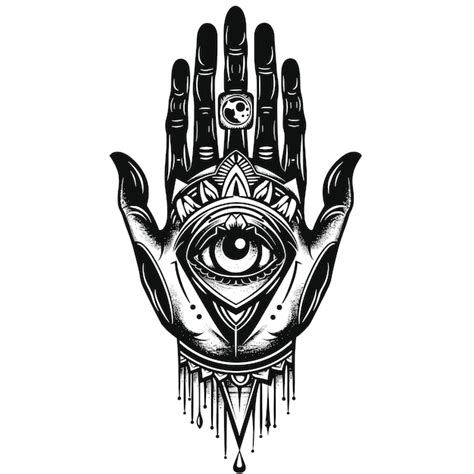 Premium Vector Top View Human Hand Tattoo Vector On White Canvas