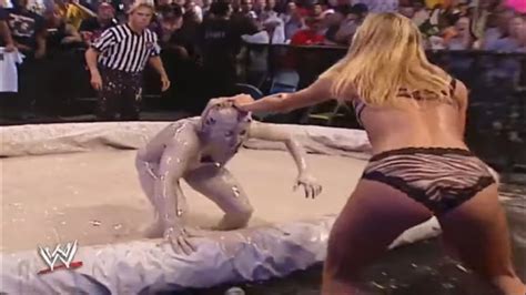 Trish Stratus Vs Stacy Keibler Bra And Panties Mud Match Raw 08 19