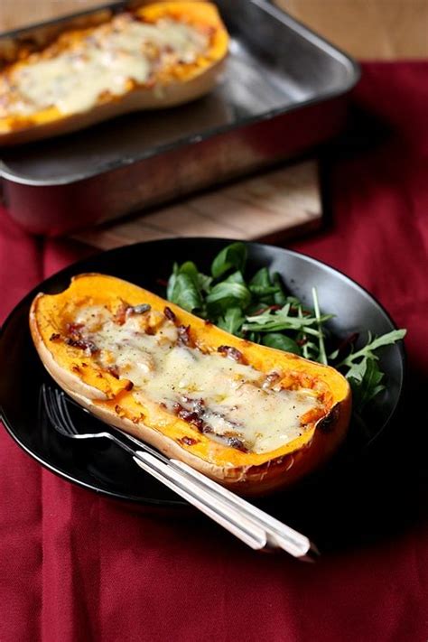 Butternut Au Four Farcie Aux Oignons Lardons Et Beaufort