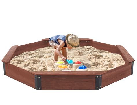 Buy D Road Outdoor Wooden Kids Octagon Sandbox W Cover Bottomless W