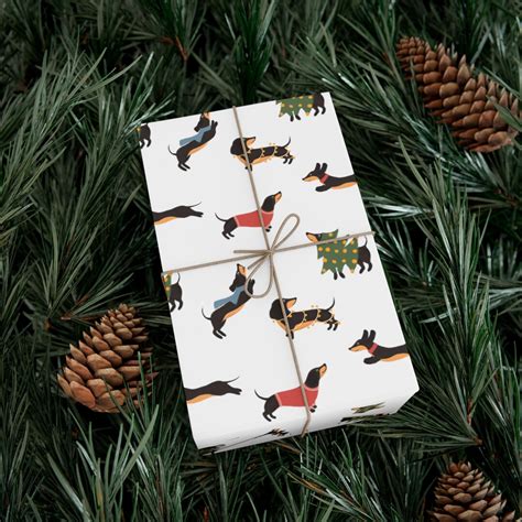 Custom Dachshund Christmas Wrapping Paper Custom Face Gift Wrap