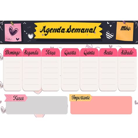 Quadro Lousa Planejador Mensal Planejamento Semanal Planner X