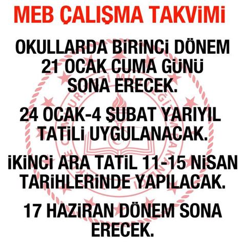 MEB 2021 2022 takvimi açıklandı Okullarda 15 tatil ne zaman Yarıyıl