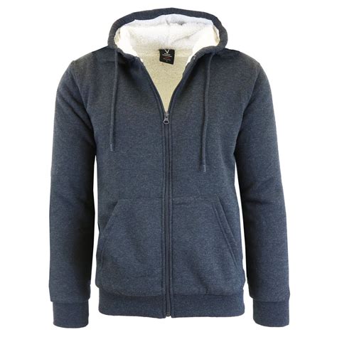 Gbh Mens Sherpa Fleece Lined Zip Up Hoodie