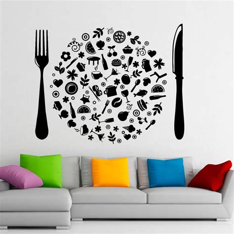 Cutlery Wall Vinyl Decal Food Stickers Cafe Art Interior Housewares