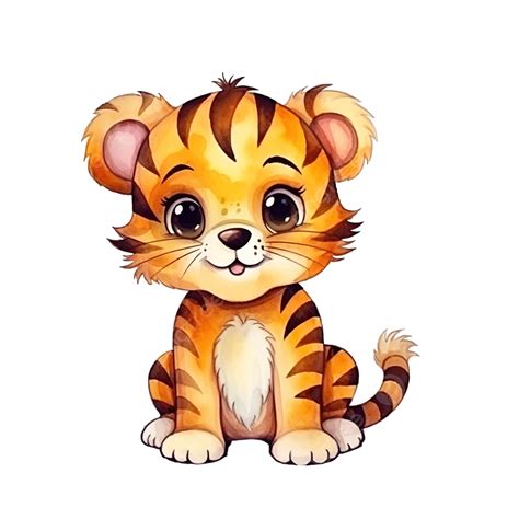 Watercolor Tiger Cute Cartoon Watercolor Animal Cute Png Transparent