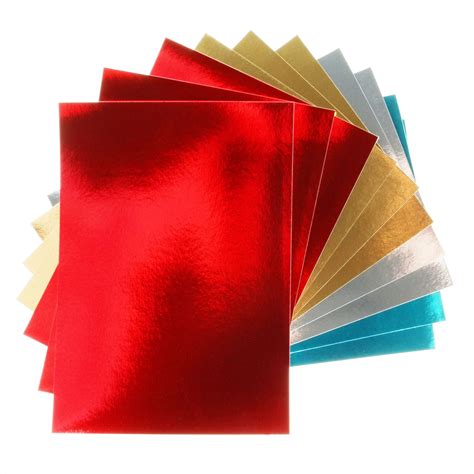 Foil Effect Card Sheets X10 Gold Silver Red Blue Metallic Shiny Mirror