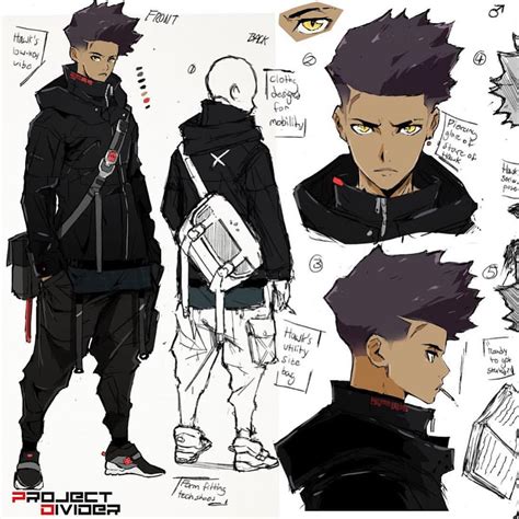 Anime Boy Character Design Sheet