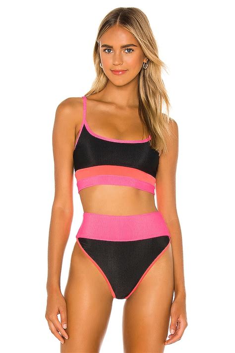 BEACH RIOT X REVOLVE Eva Bikini Top In Black Watermelon Pink REVOLVE