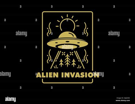 Alien Invasion Line Art Illustration Design Stock Vector Image And Art