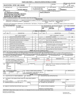 Fillable Online Netl Doe Part I Section A Solicitation Contract Form