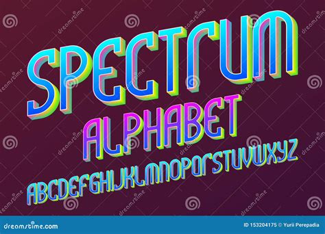 Spectrum Colored Alphabet Iridescent Artistic Font Stock Vector