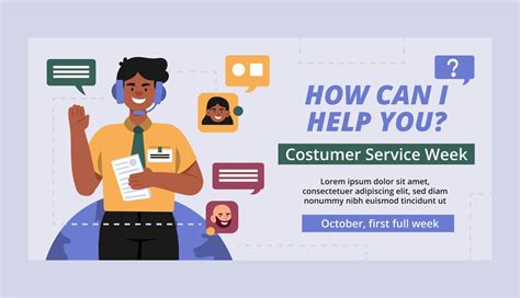 Premium Vector Flat Customer Service Week Horizontal Banner Template