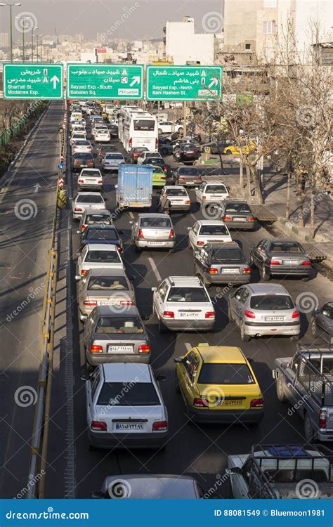 Morning Traffic On Tehran Highway Vertical Shot Editorial Stock Image